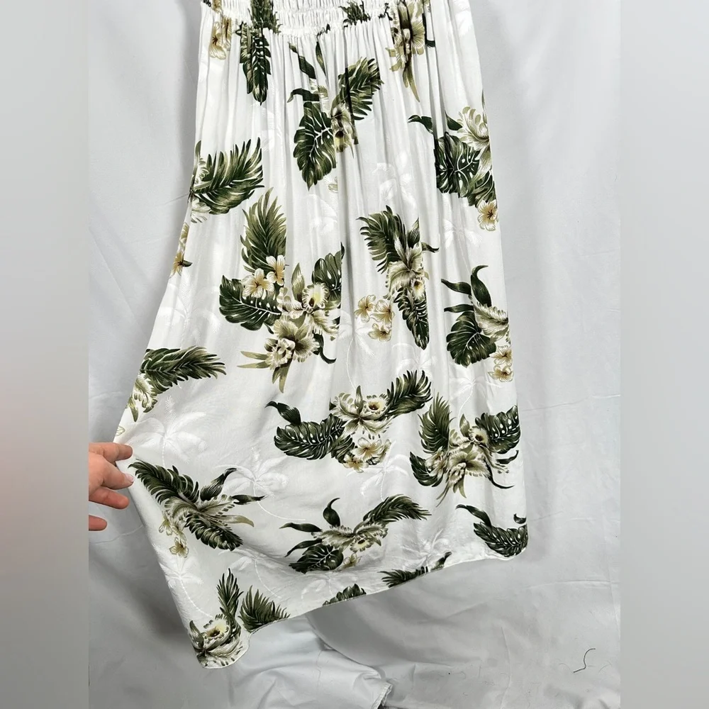 Sunny Island Hawaii Womens Halter Tropical Rayon Dress Green Ivory Size 2XL - Picture 13 of 14